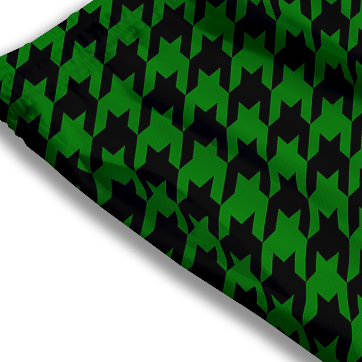 Black Green Jungle Houndstooth Print Mesh Shorts