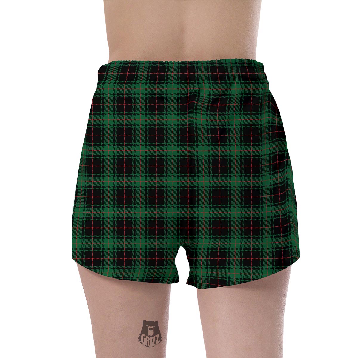 Black Green Plaid Tartan Women's Shorts-grizzshop