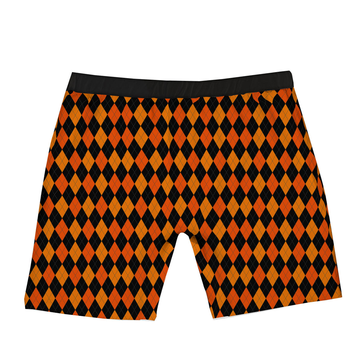 Black Halloween And Orange Argyle Print Boxer Briefs-grizzshop