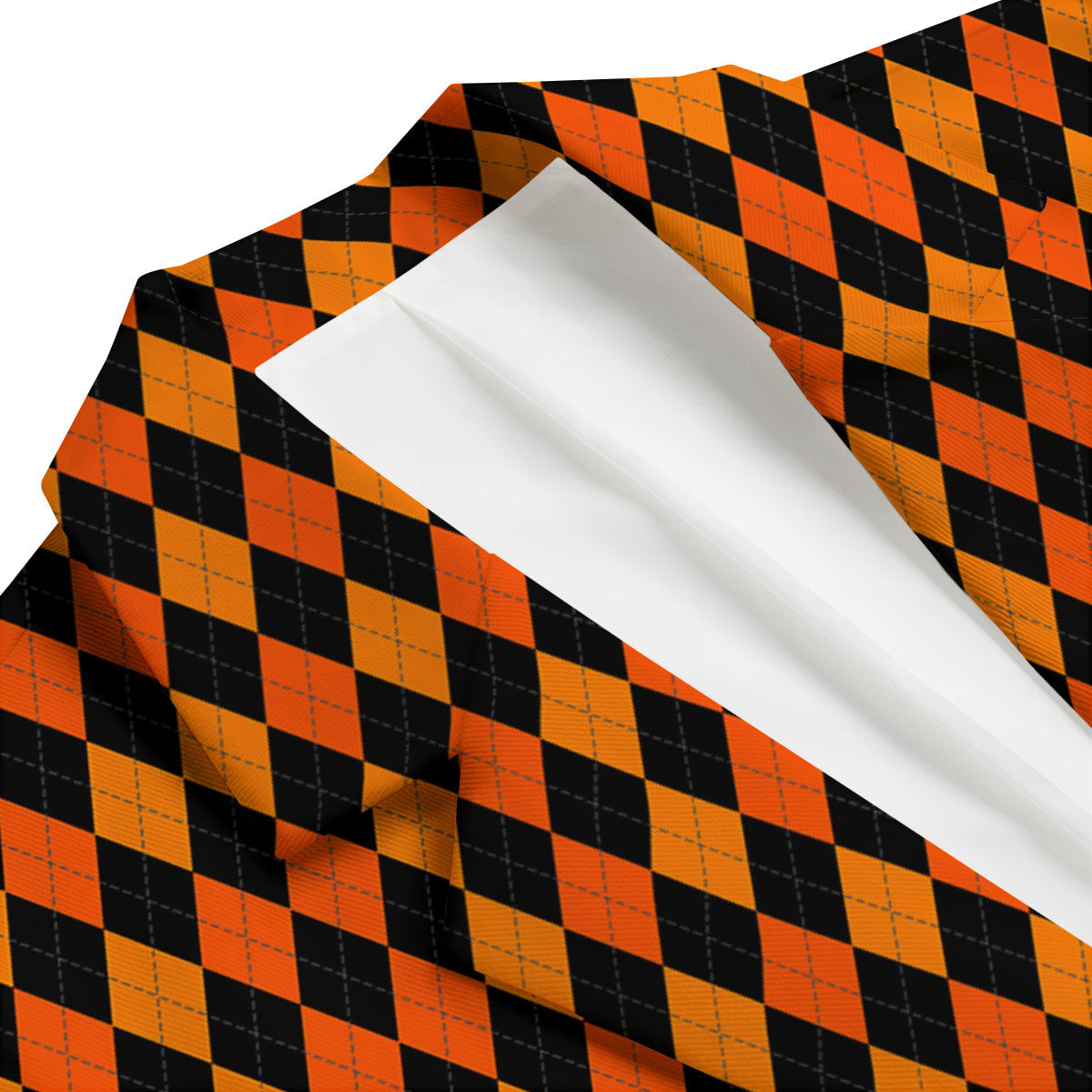 Black Halloween And Orange Argyle Print Men's Blazer-grizzshop