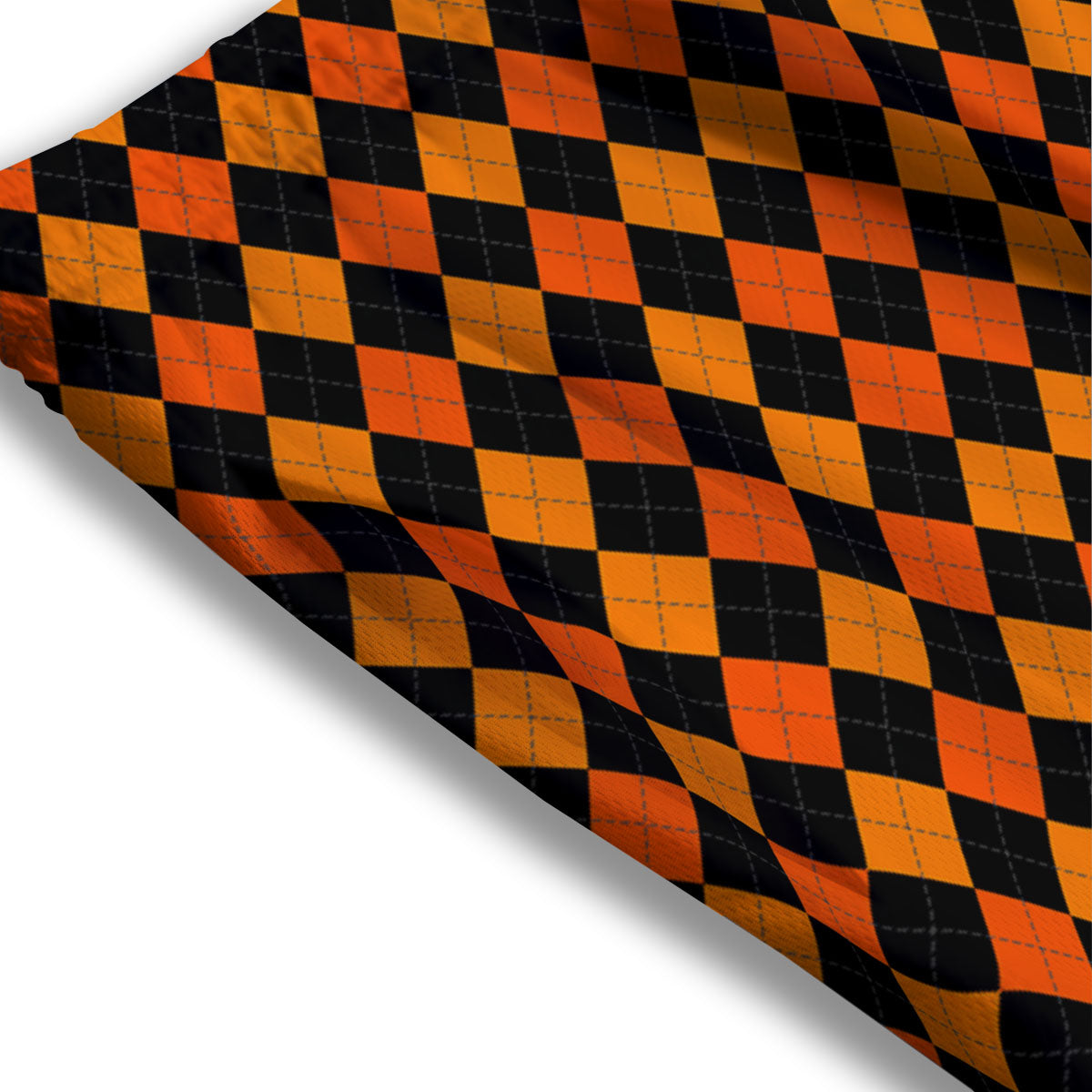 Black Halloween And Orange Argyle Print Mesh Shorts