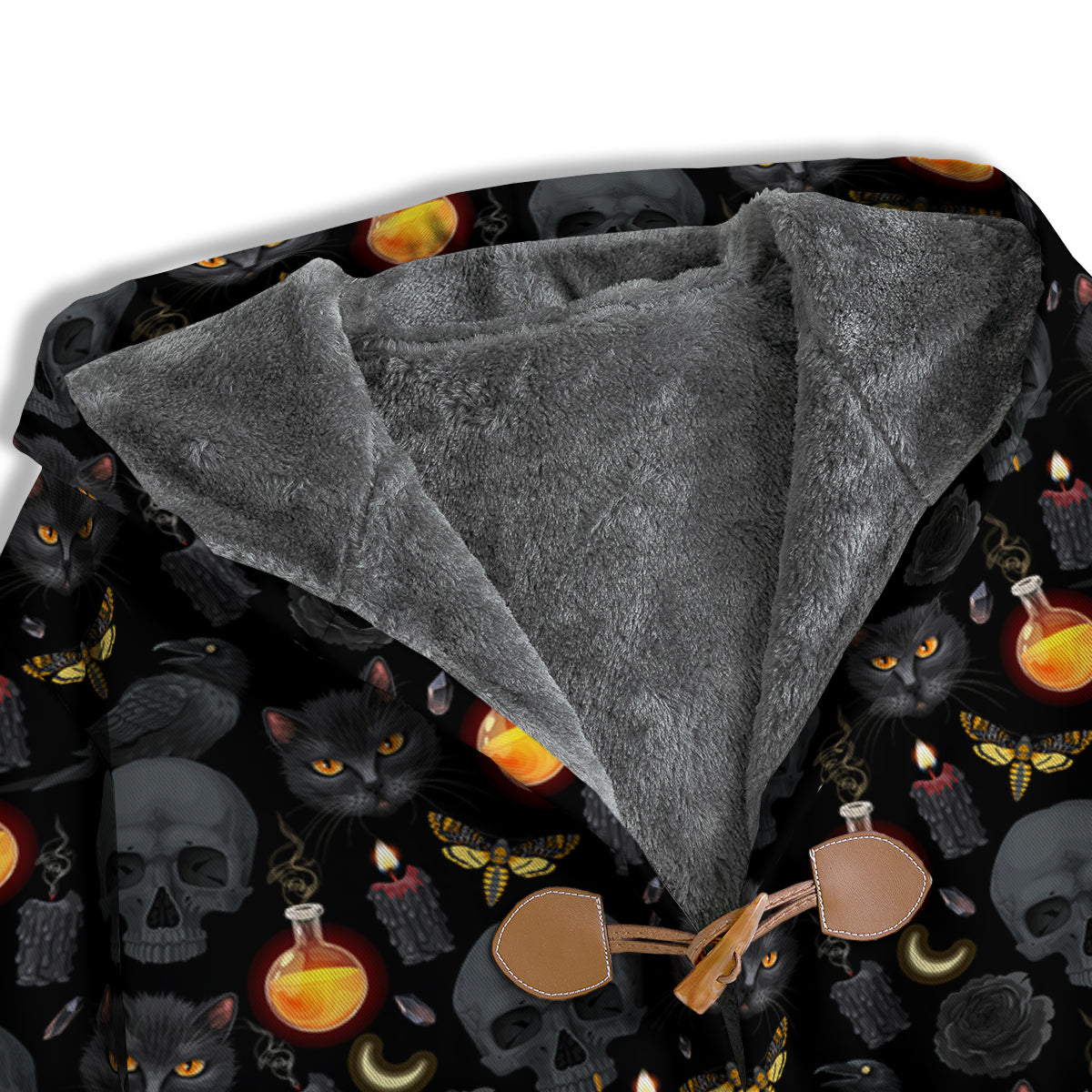 Black Head Cat Raven And Skull Print Pattern Men's Windbreaker Jacket-grizzshop