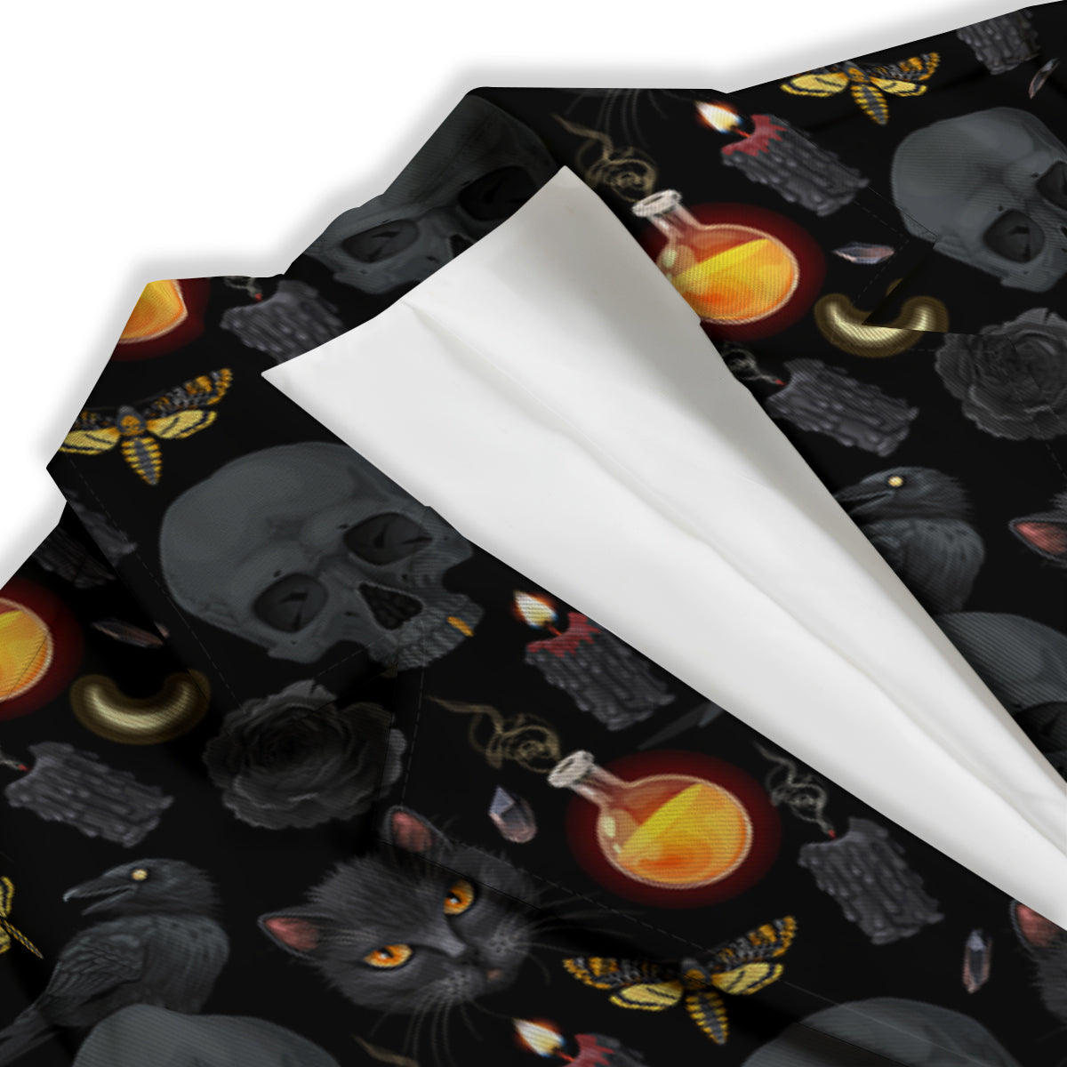 Black Head Cat Raven And Skull Print Pattern Women's Blazer-grizzshop