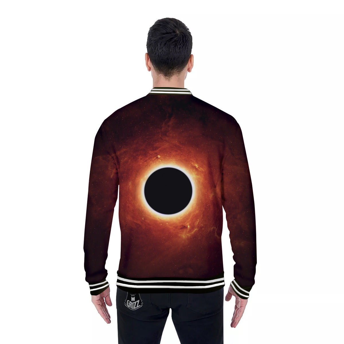 Black Hole Scientific Print Baseball Jacket-grizzshop