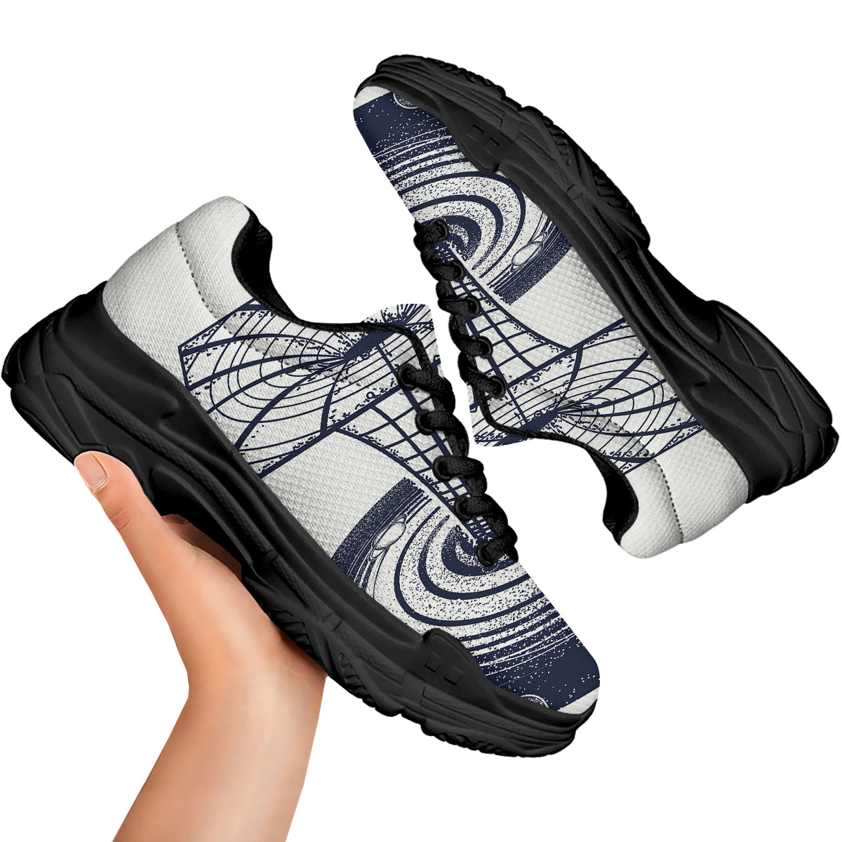Black Hole Tattoo Print Black Chunky Shoes-grizzshop