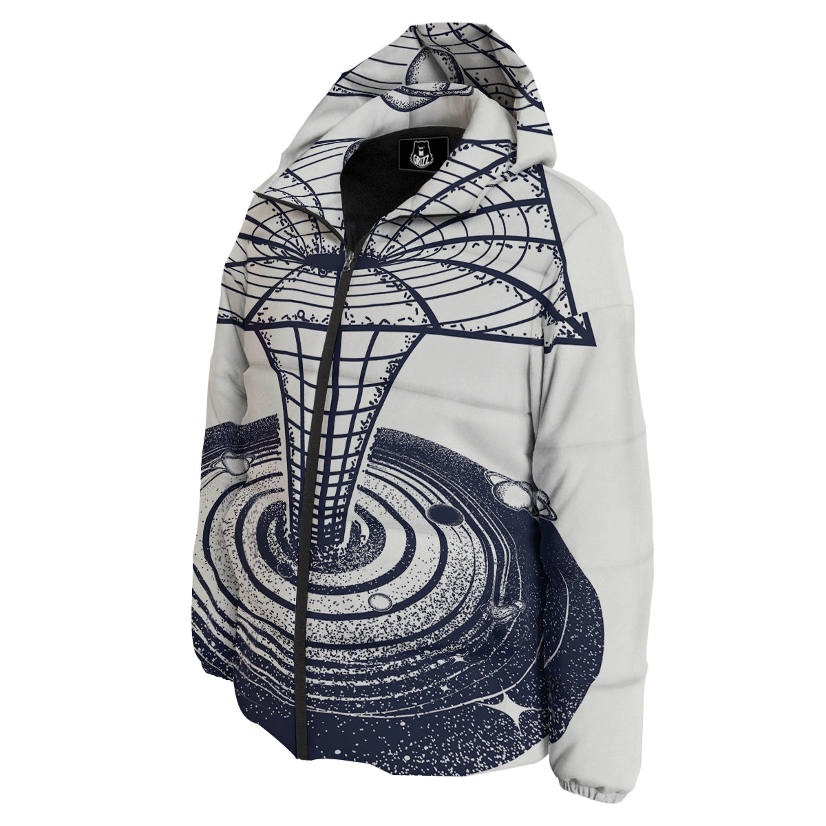 Black Hole Tattoo Print Down Jacket-grizzshop