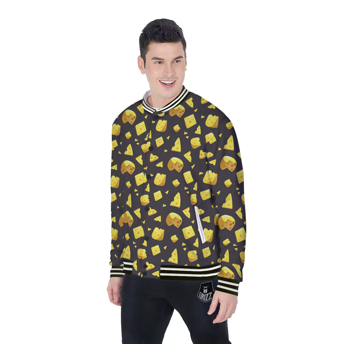 Black Holes And Cheese Print Pattern Baseball Jacket-grizzshop