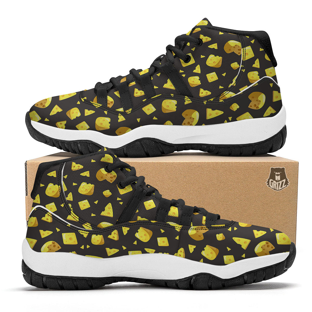 Black Holes And Cheese Print Pattern Black Bball Shoes-grizzshop