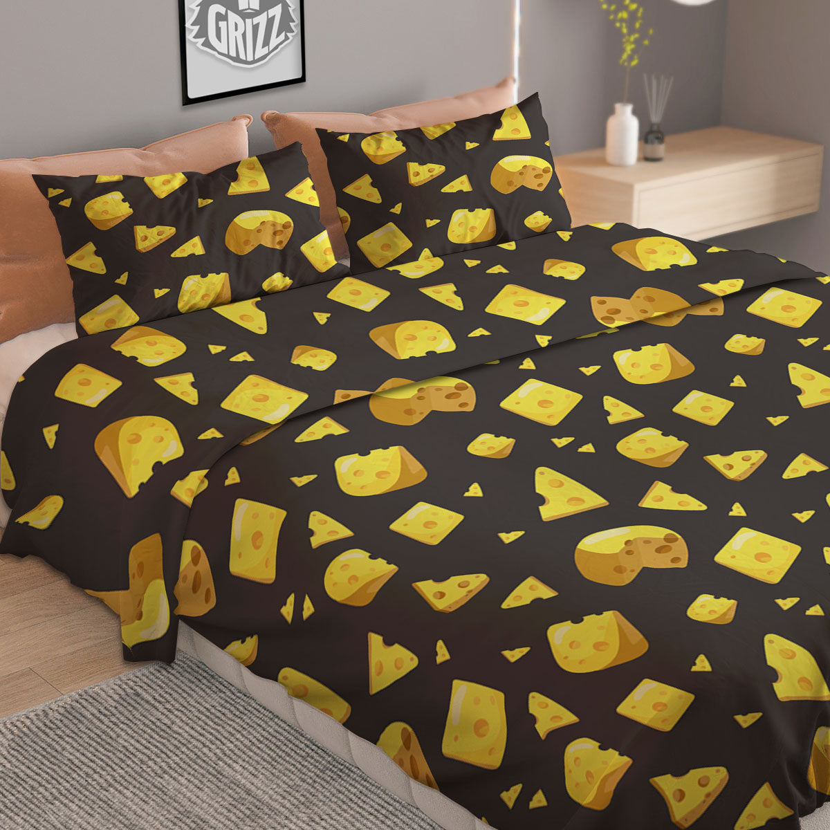 Black Holes And Cheese Print Pattern Duvet Cover Bedding Set