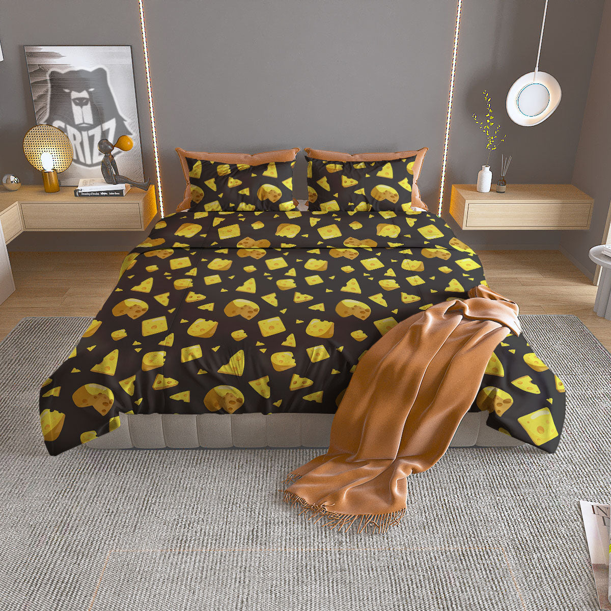 Black Holes And Cheese Print Pattern Duvet Cover Bedding Set
