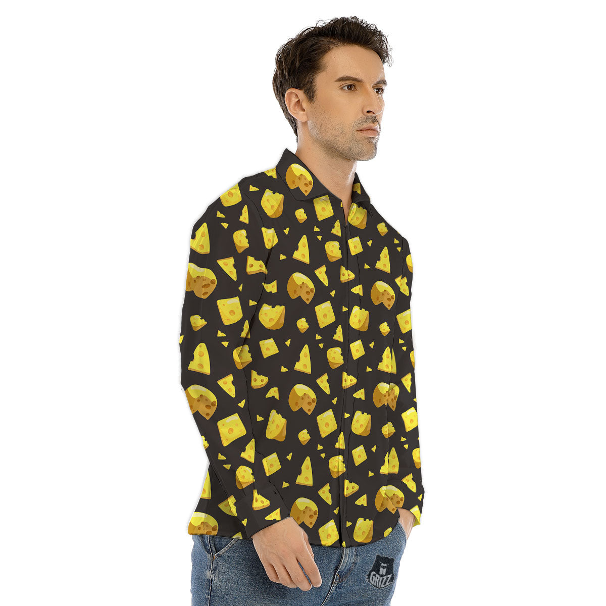 Black Holes And Cheese Print Pattern Men's Dress Shirts-grizzshop