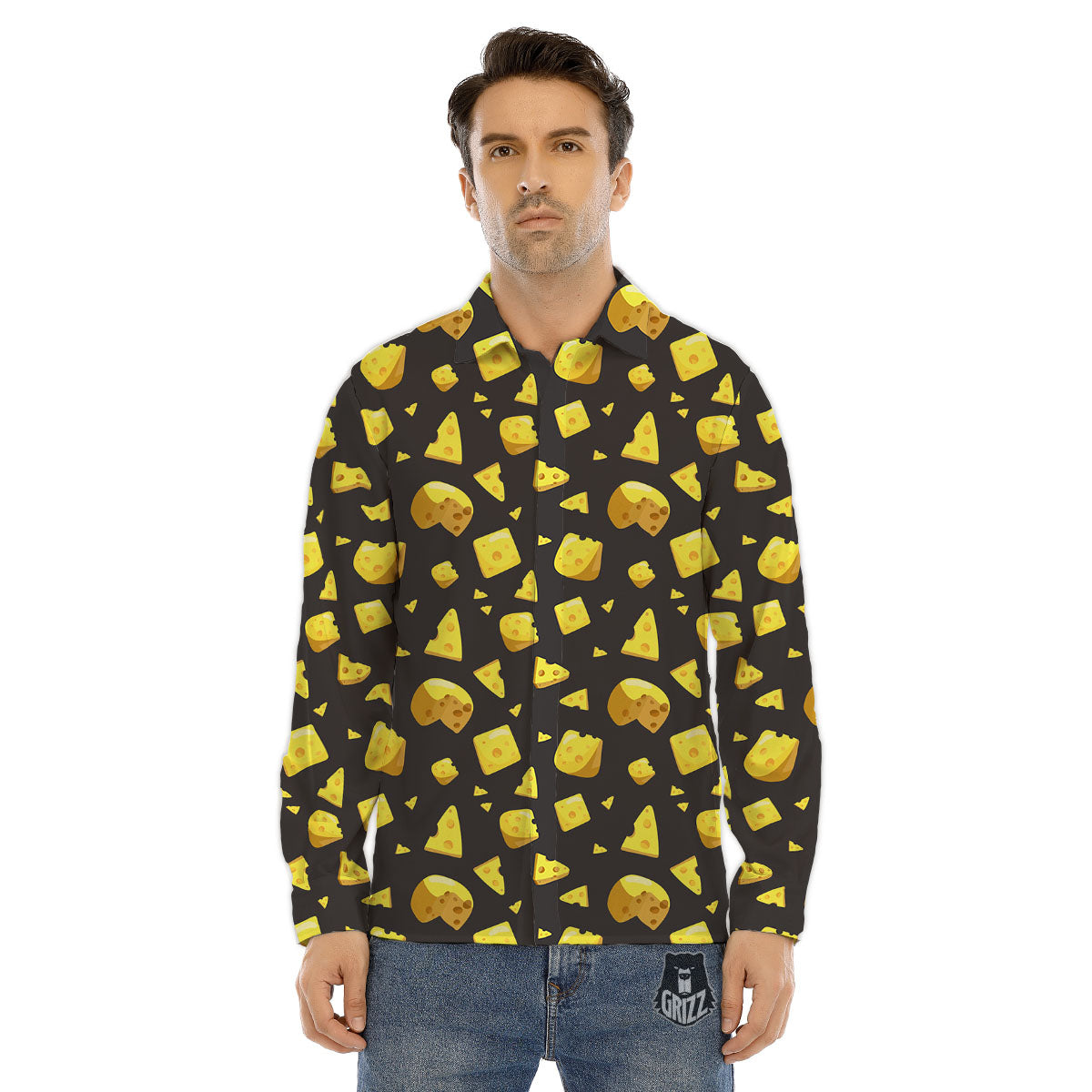 Black Holes And Cheese Print Pattern Men's Dress Shirts-grizzshop