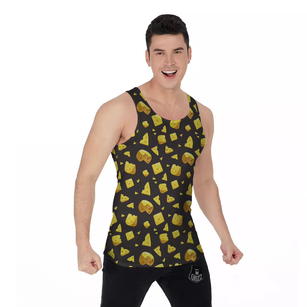 Black Holes And Cheese Print Pattern Men's Tank Top-grizzshop