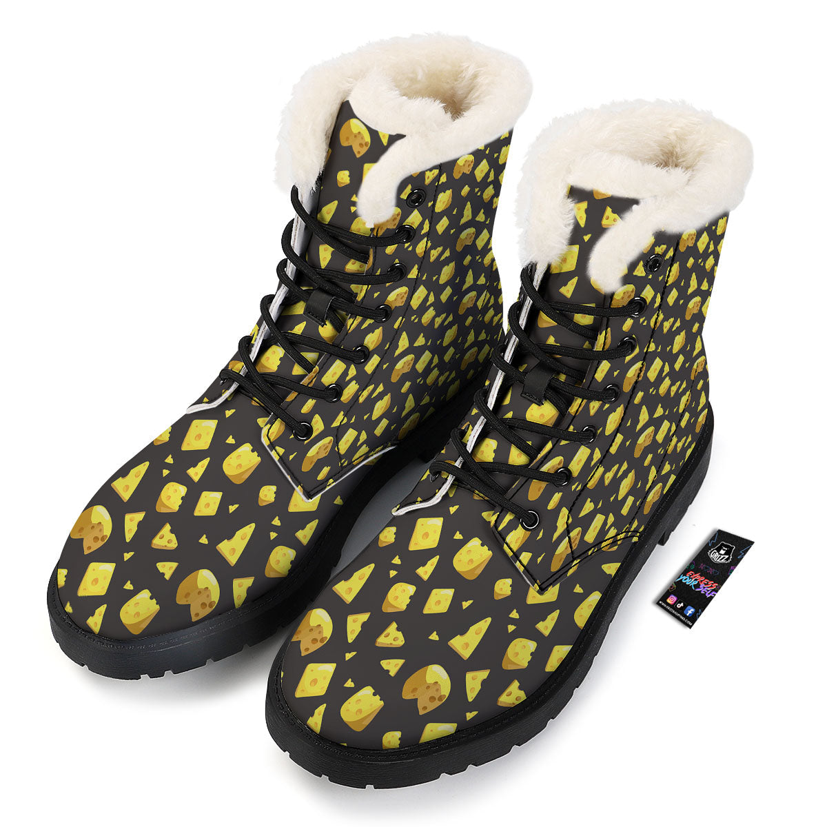 Black Holes And Cheese Print Pattern Winter Boots-grizzshop