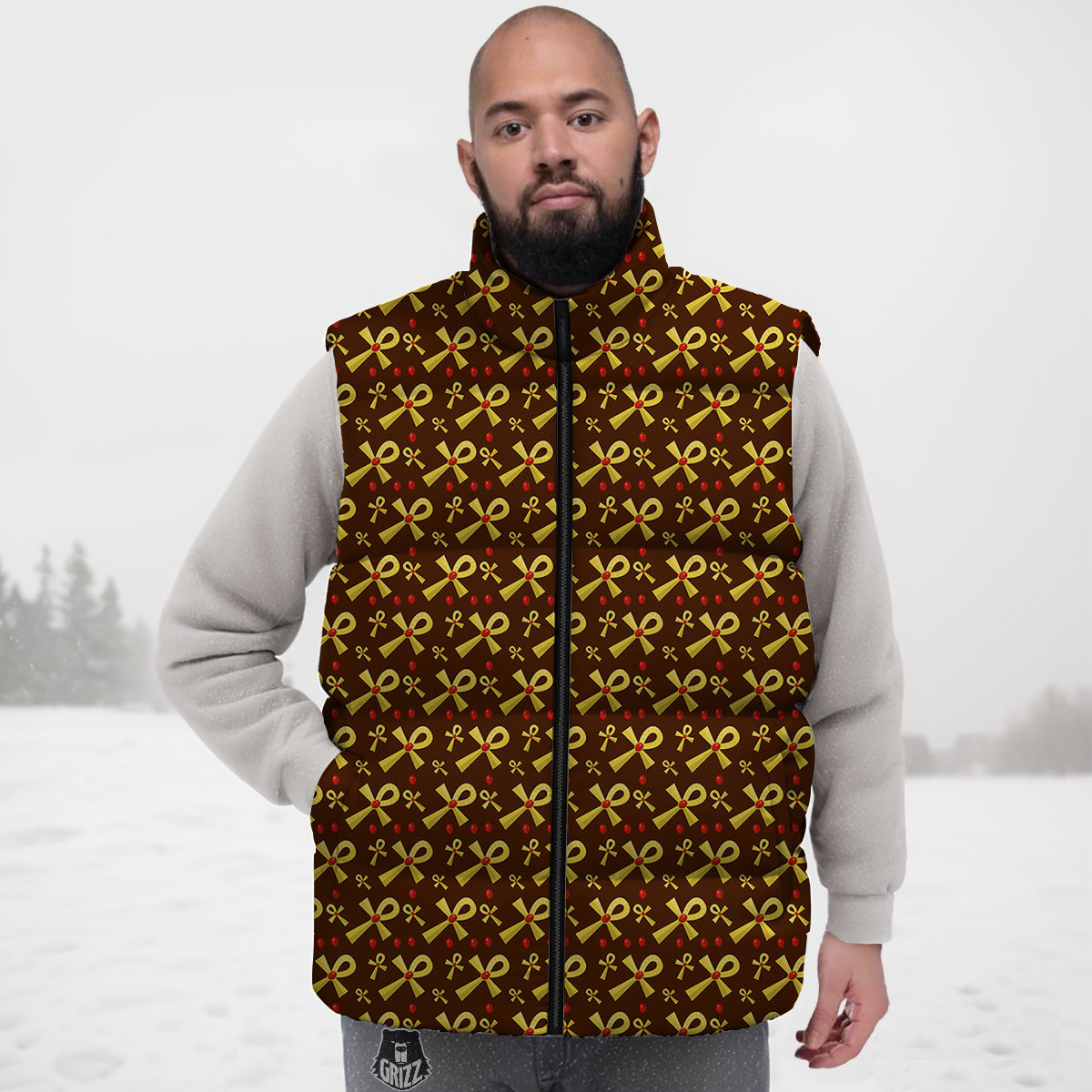 Black Kitten Cat Pattern Print Down Vest-grizzshop
