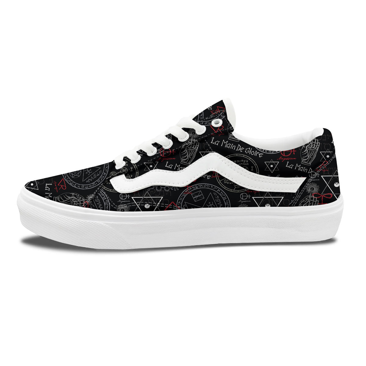 Black Magic Witch Hand Of Glory Print Skate Shoes-grizzshop