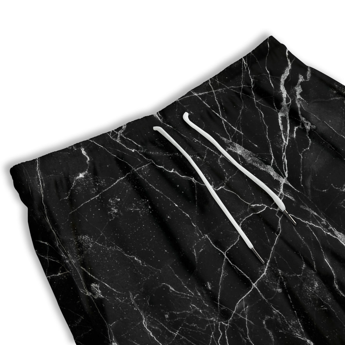 Black Marble White Grunge Print Men's Athletic Shorts