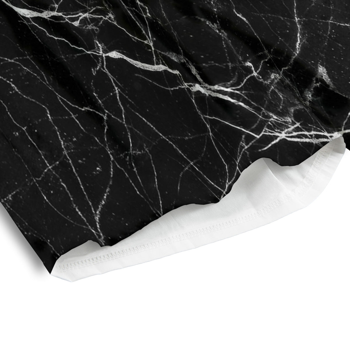Black Marble White Grunge Print Men's Athletic Shorts