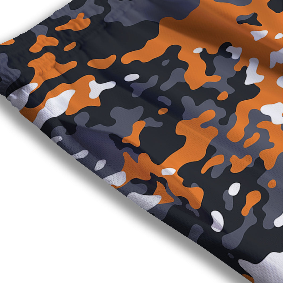 Black Orange And Grey Camouflage Print Mesh Shorts