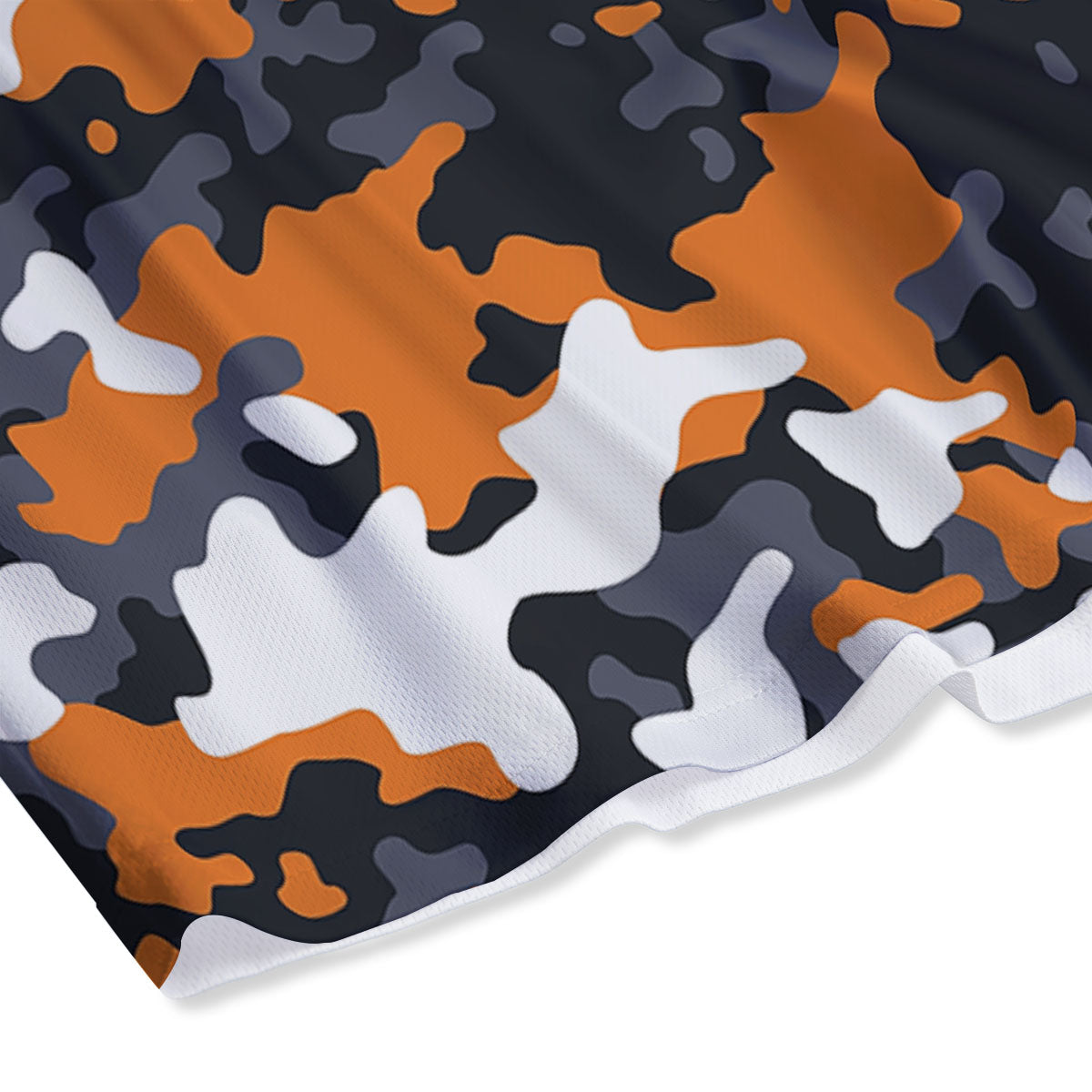 Black Orange And Grey Camouflage Print Mesh Shorts