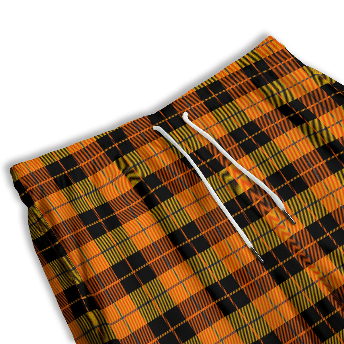 Black Orange And Yellow Tartan Print Pattern Men's Athletic Shorts
