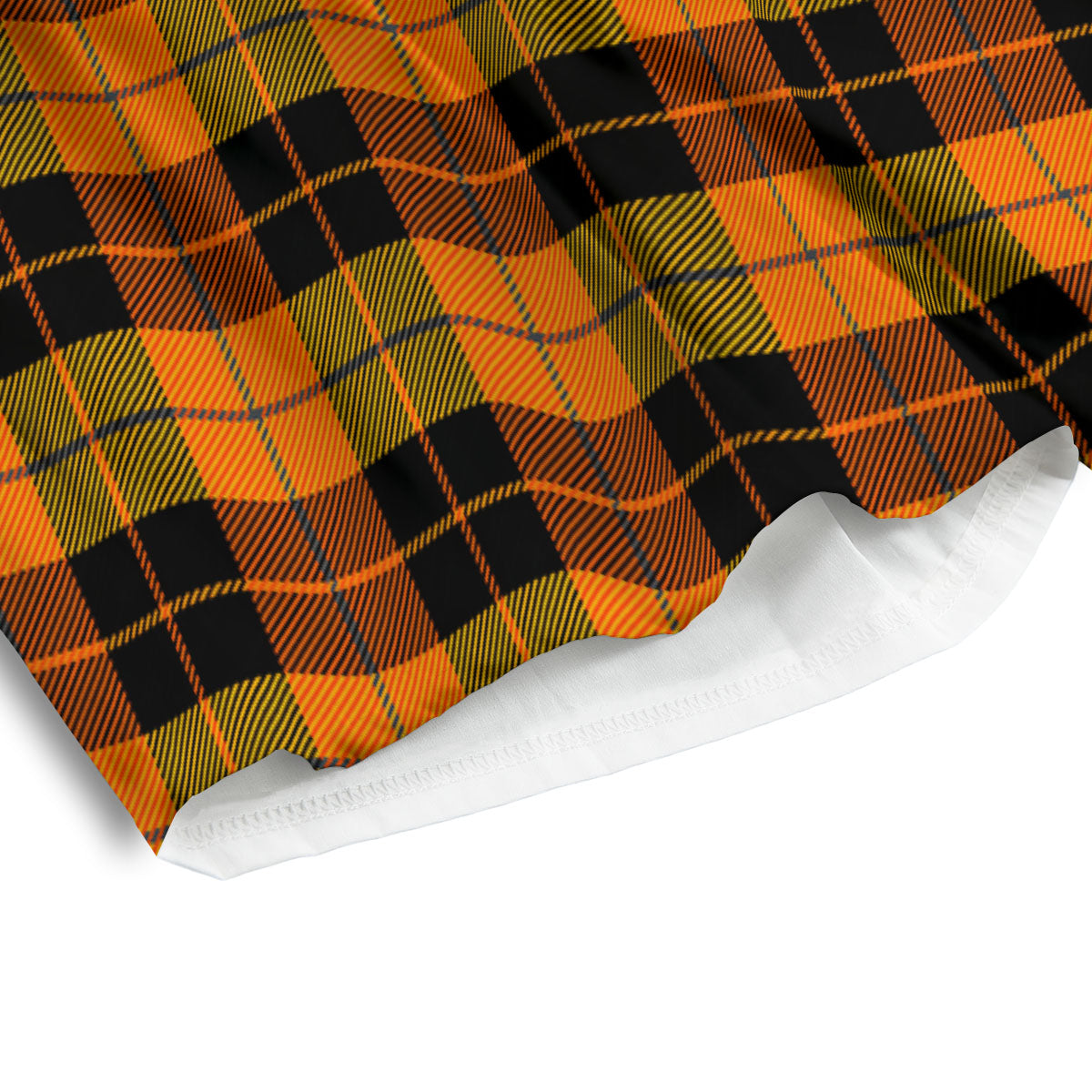 Black Orange And Yellow Tartan Print Pattern Men's Athletic Shorts