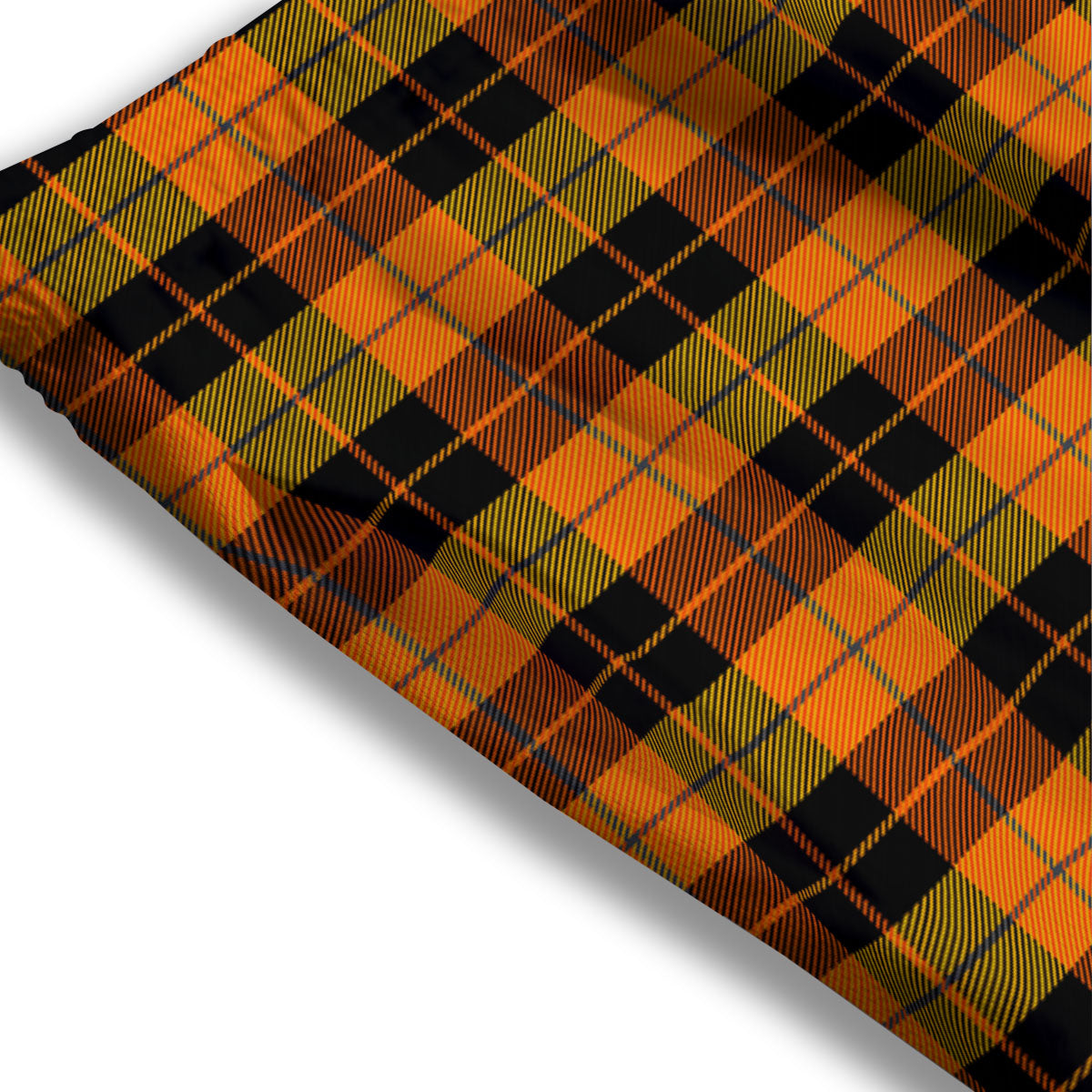 Black Orange And Yellow Tartan Print Pattern Mesh Shorts