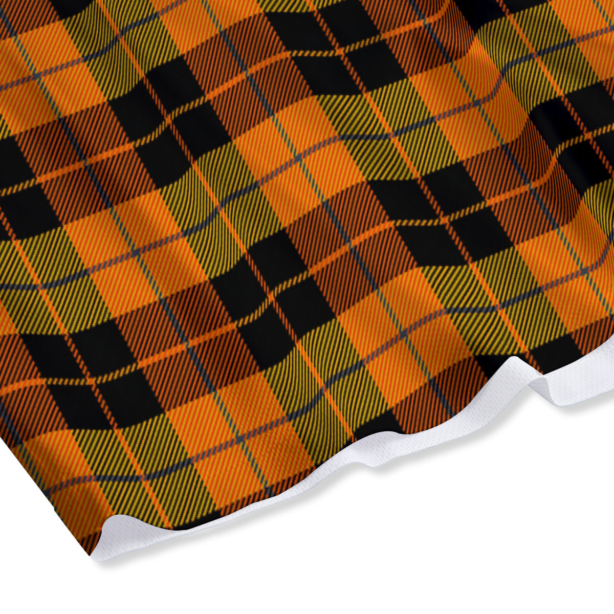 Black Orange And Yellow Tartan Print Pattern Mesh Shorts