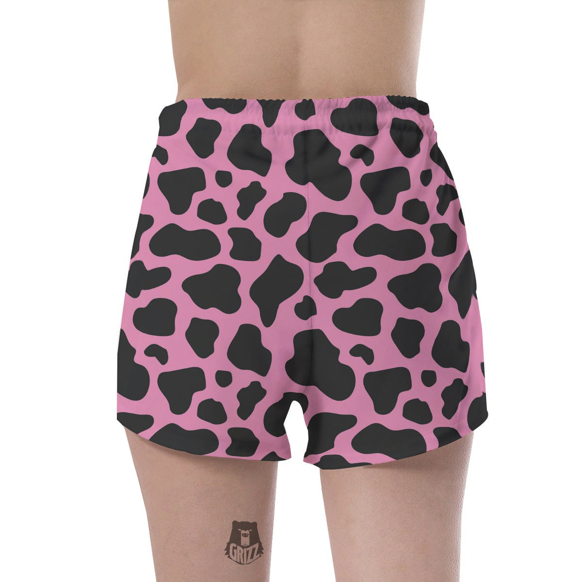 Black Pink Cow Print Women's Shorts-grizzshop