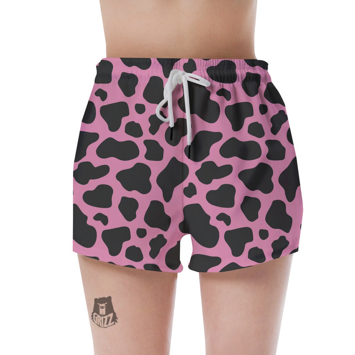 Black Pink Cow Print Women's Shorts-grizzshop