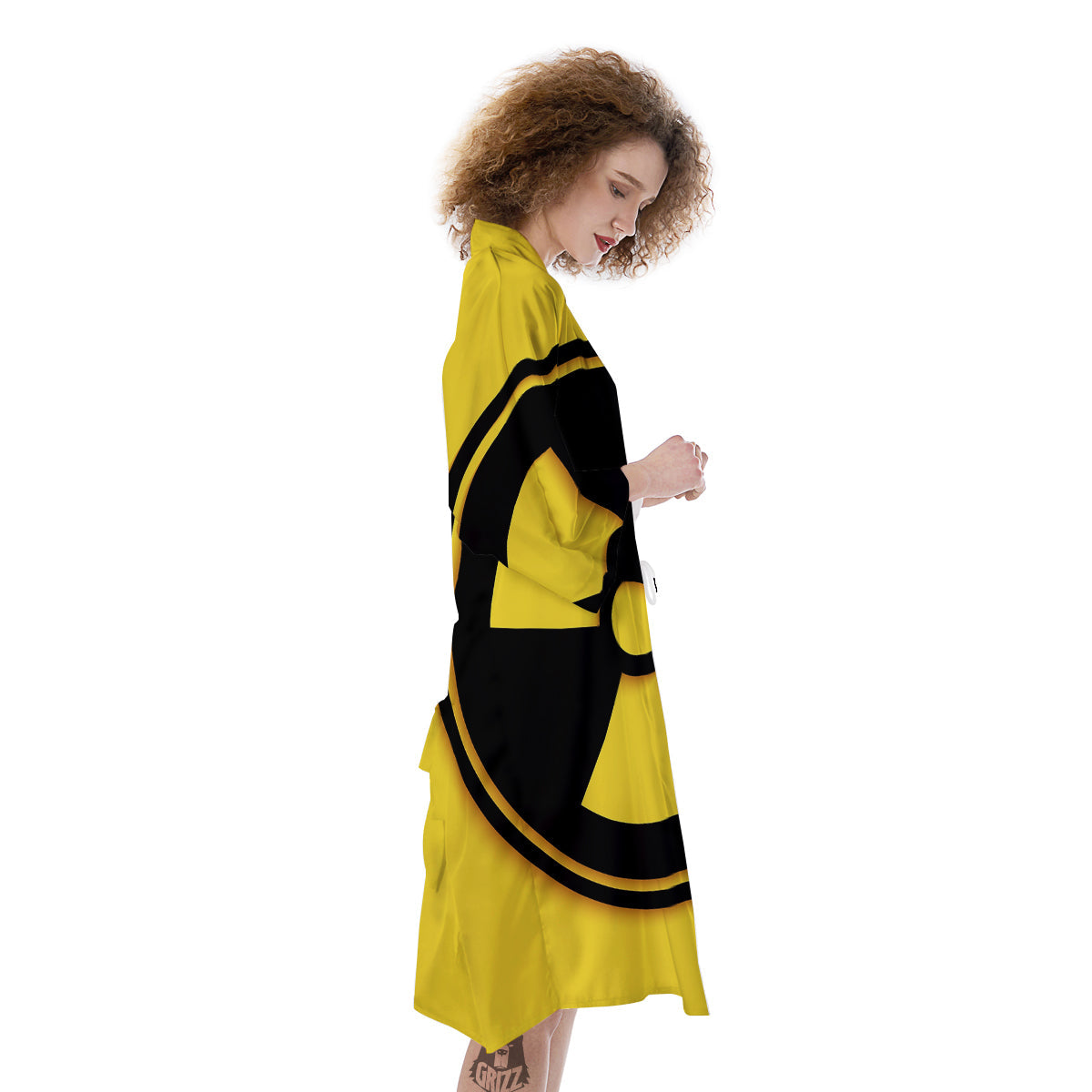 Black Radioactive On Yellow Print Kimono-grizzshop
