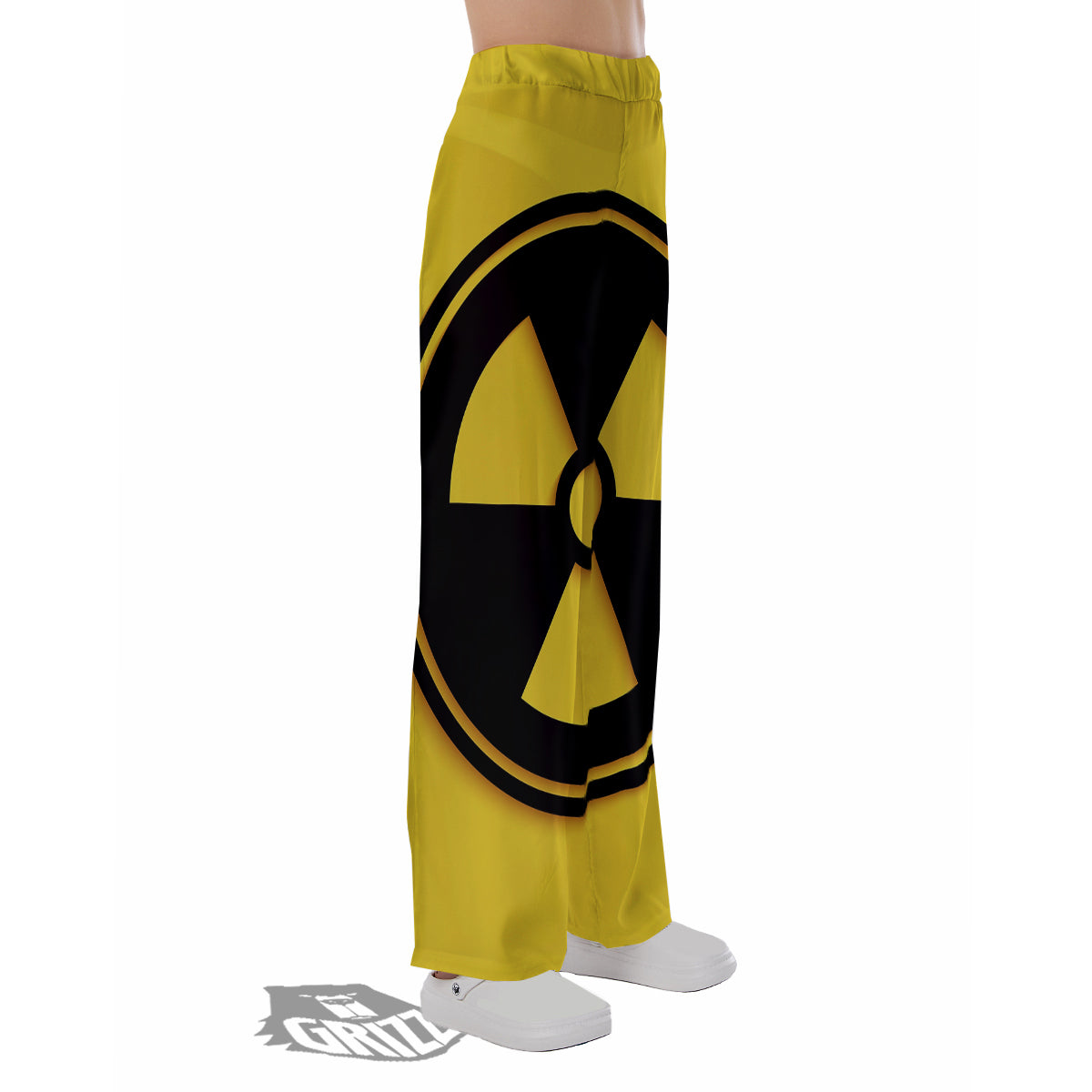 Black Radioactive On Yellow Print Pajama Pants-grizzshop