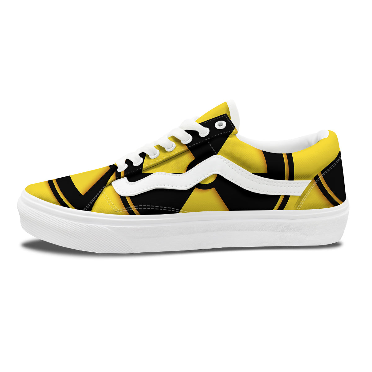 Black Radioactive On Yellow Print Skate Shoes-grizzshop
