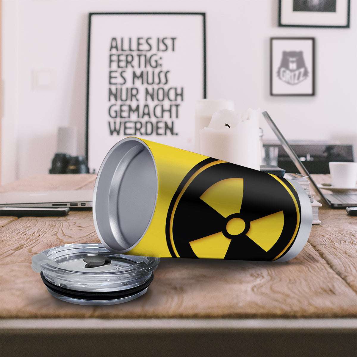 Black Radioactive On Yellow Print Tumbler-grizzshop
