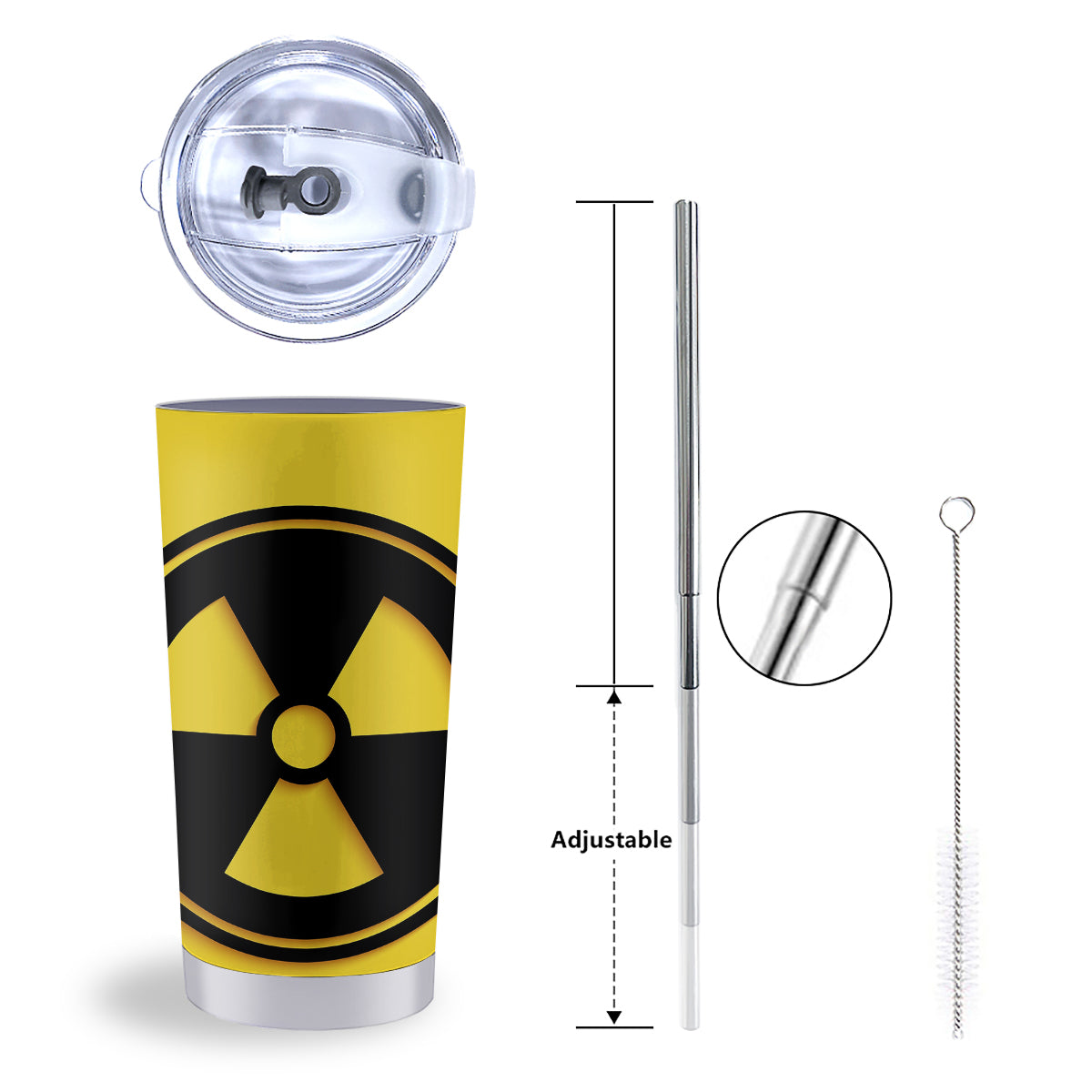 Black Radioactive On Yellow Print Tumbler-grizzshop