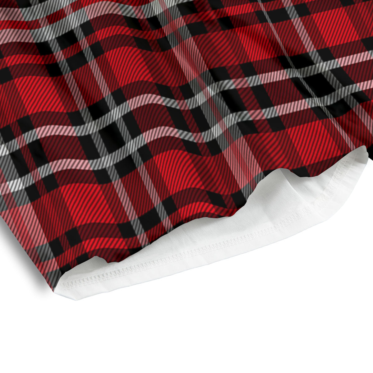 Black Red And White Tartan Print Pattern Men's Athletic Shorts