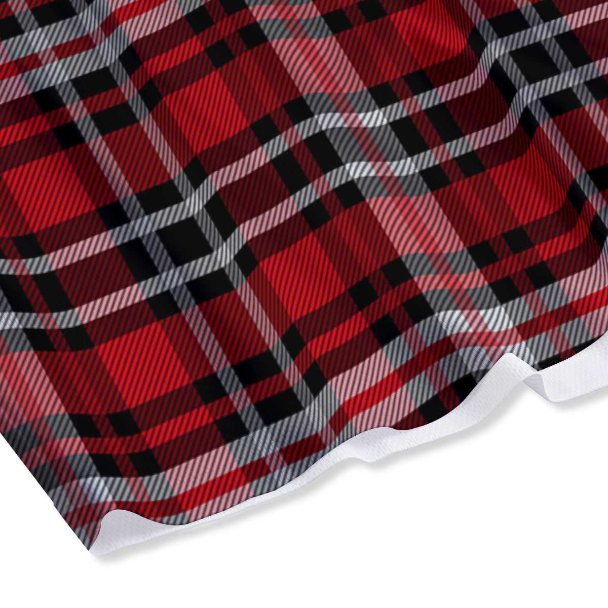 Black Red And White Tartan Print Pattern Mesh Shorts