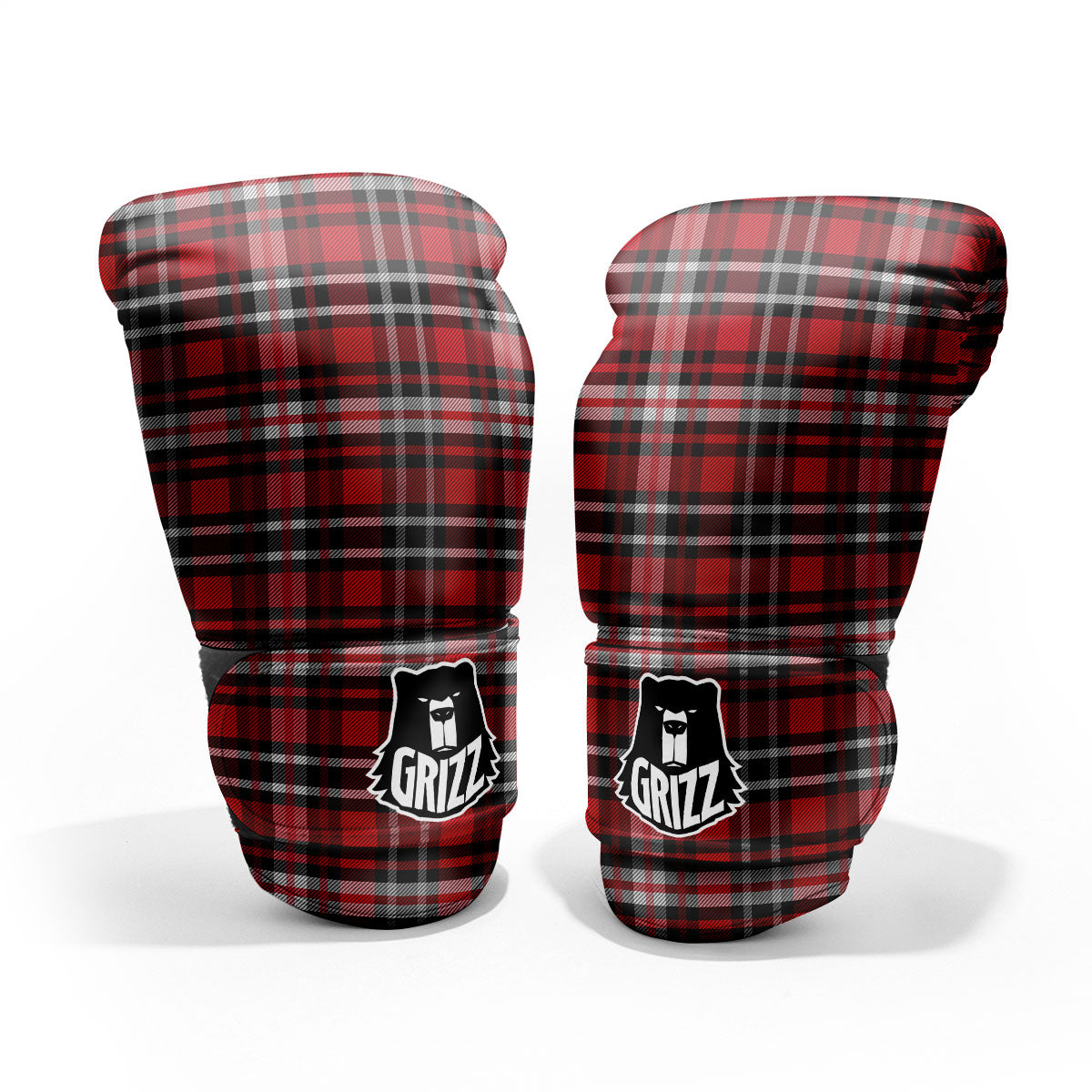 Black Red And White Tartan Print Pattern Pro Boxing Glove