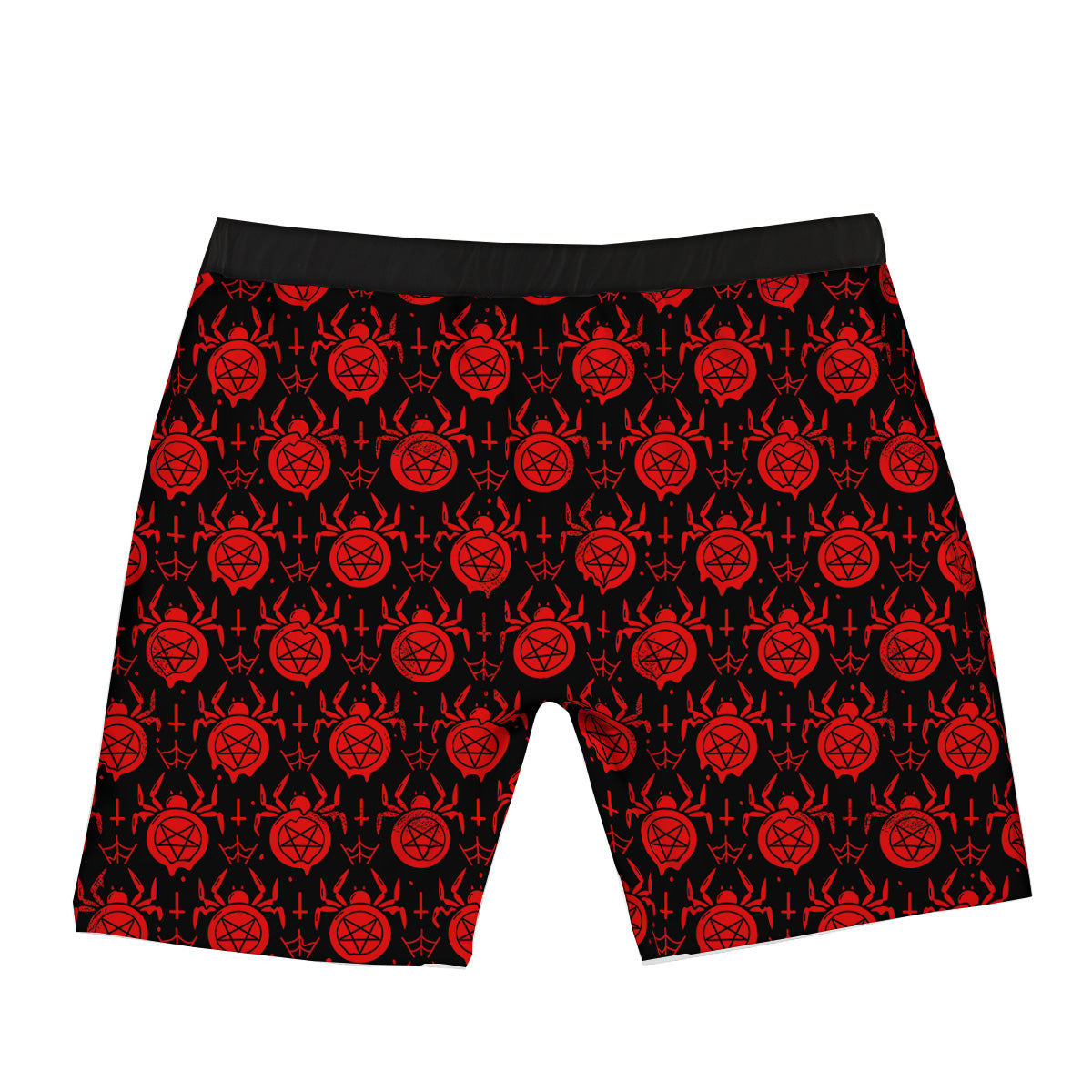 Black Red Spider Pentagram Print Pattern Boxer Briefs-grizzshop