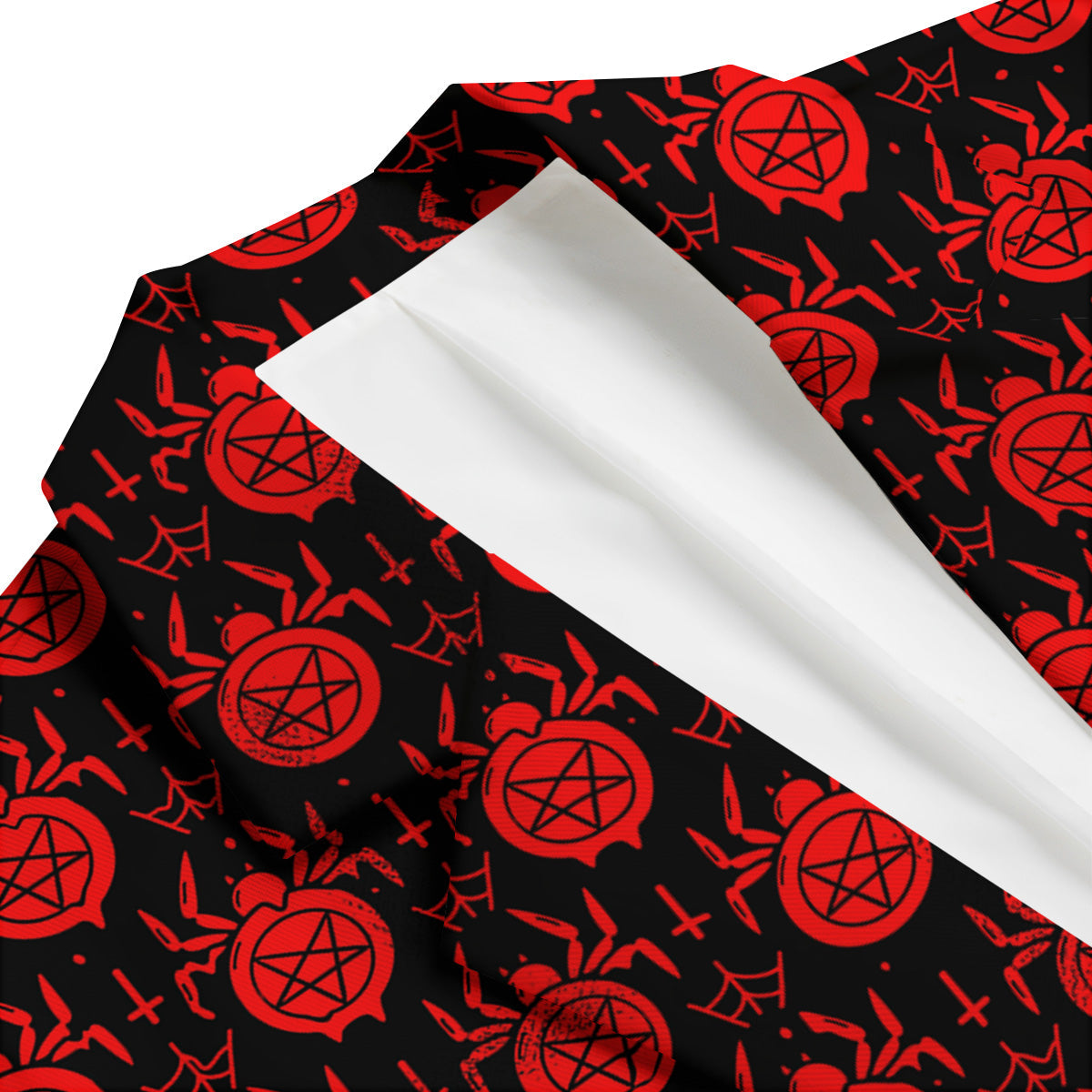 Black Red Spider Pentagram Print Pattern Men's Blazer-grizzshop