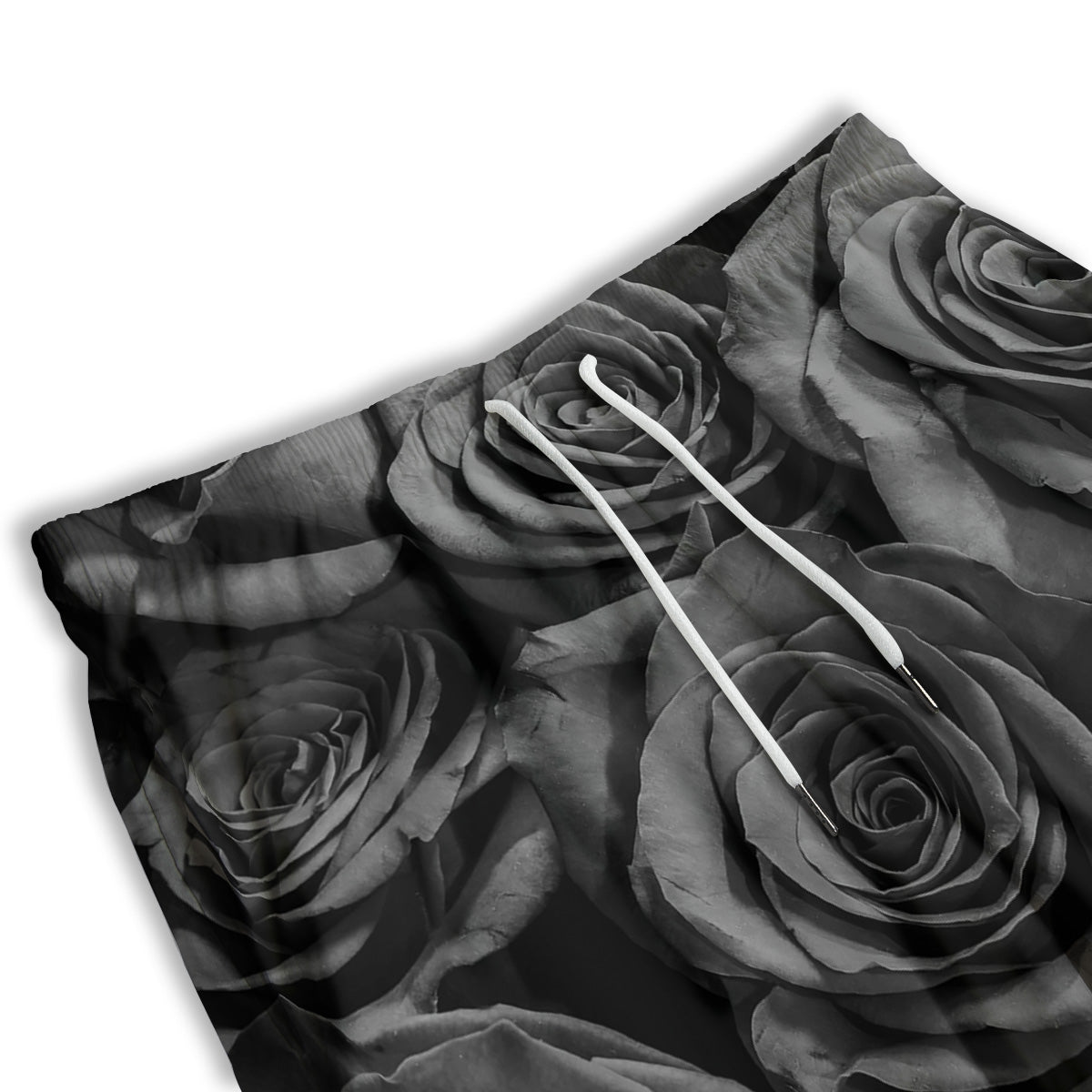 Black Rose Print Men's Athletic Shorts