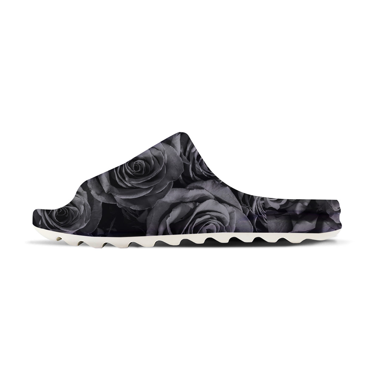 Black Rose Print Sandals-grizzshop