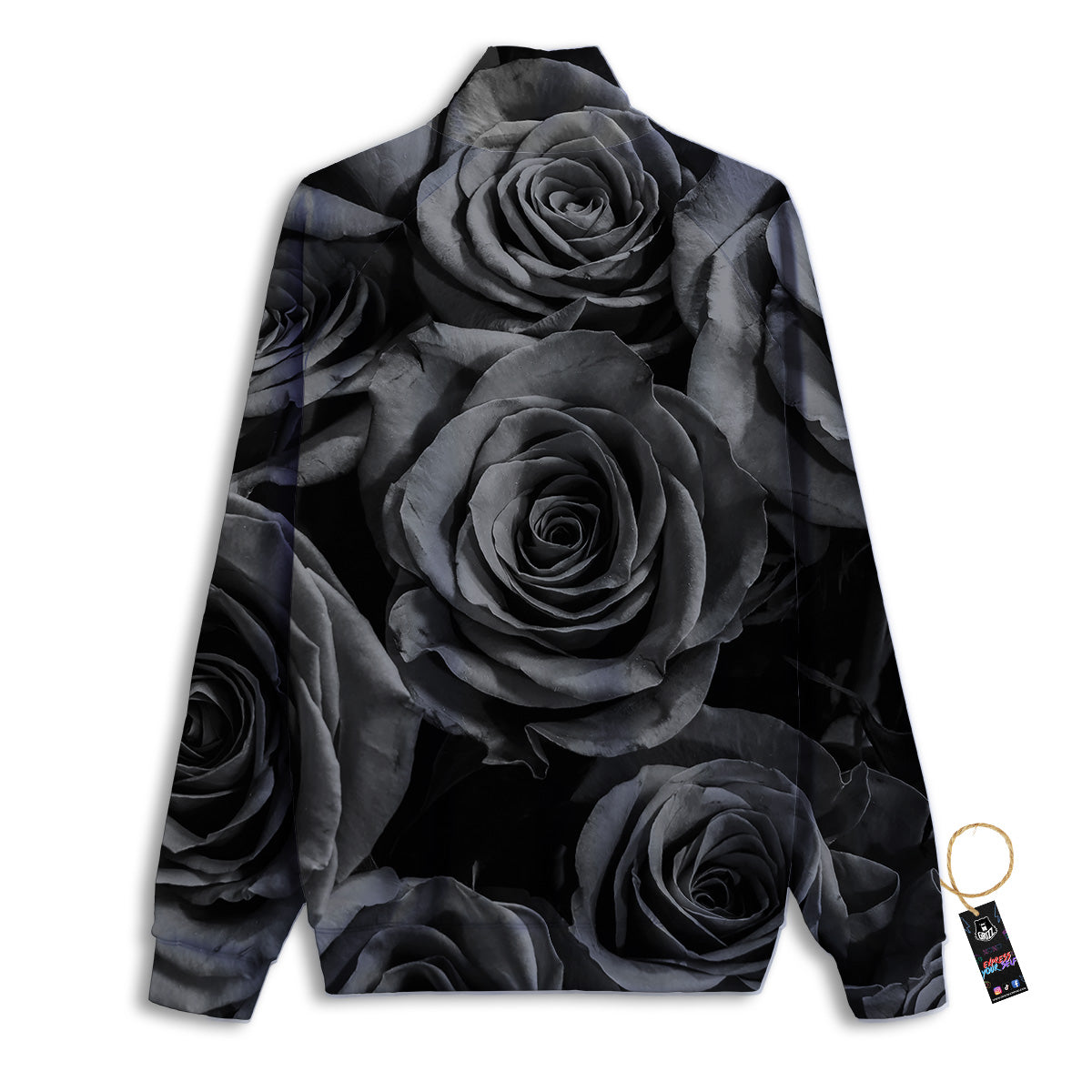 Black Rose Print Track Jacket-grizzshop