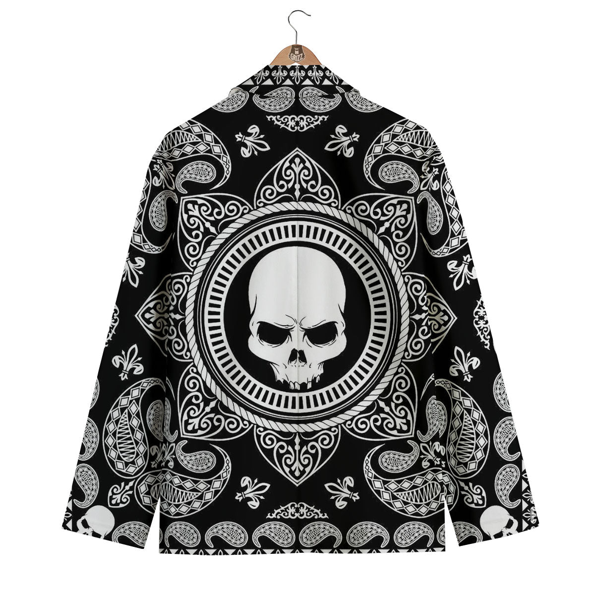 Black Skull Bandana Print Men's Blazer-grizzshop