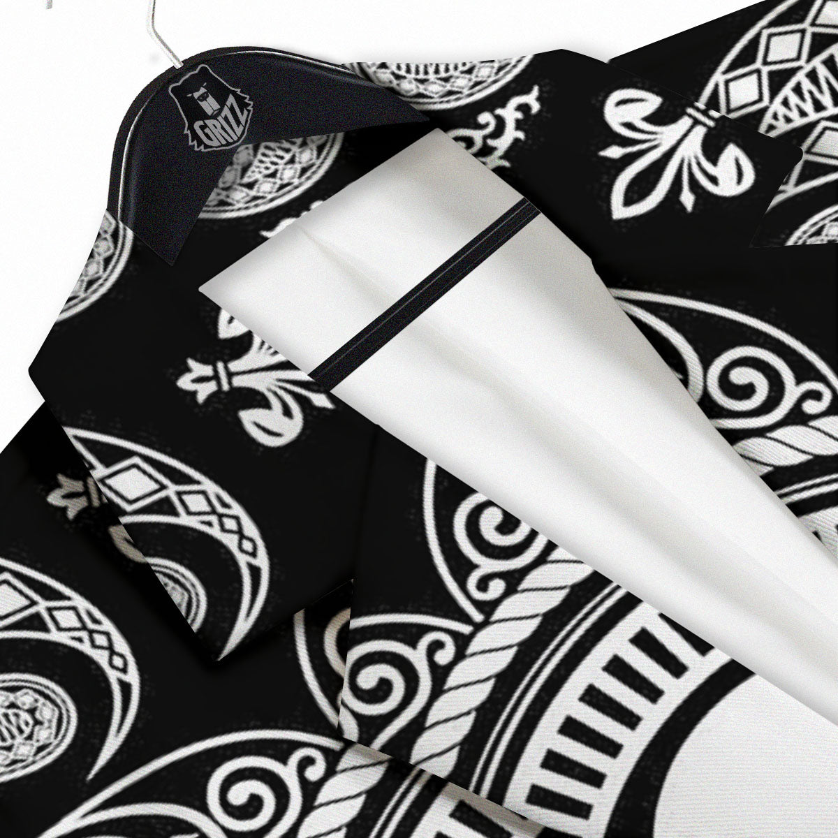 Black Skull Bandana Print Men's Sport Coat-grizzshop