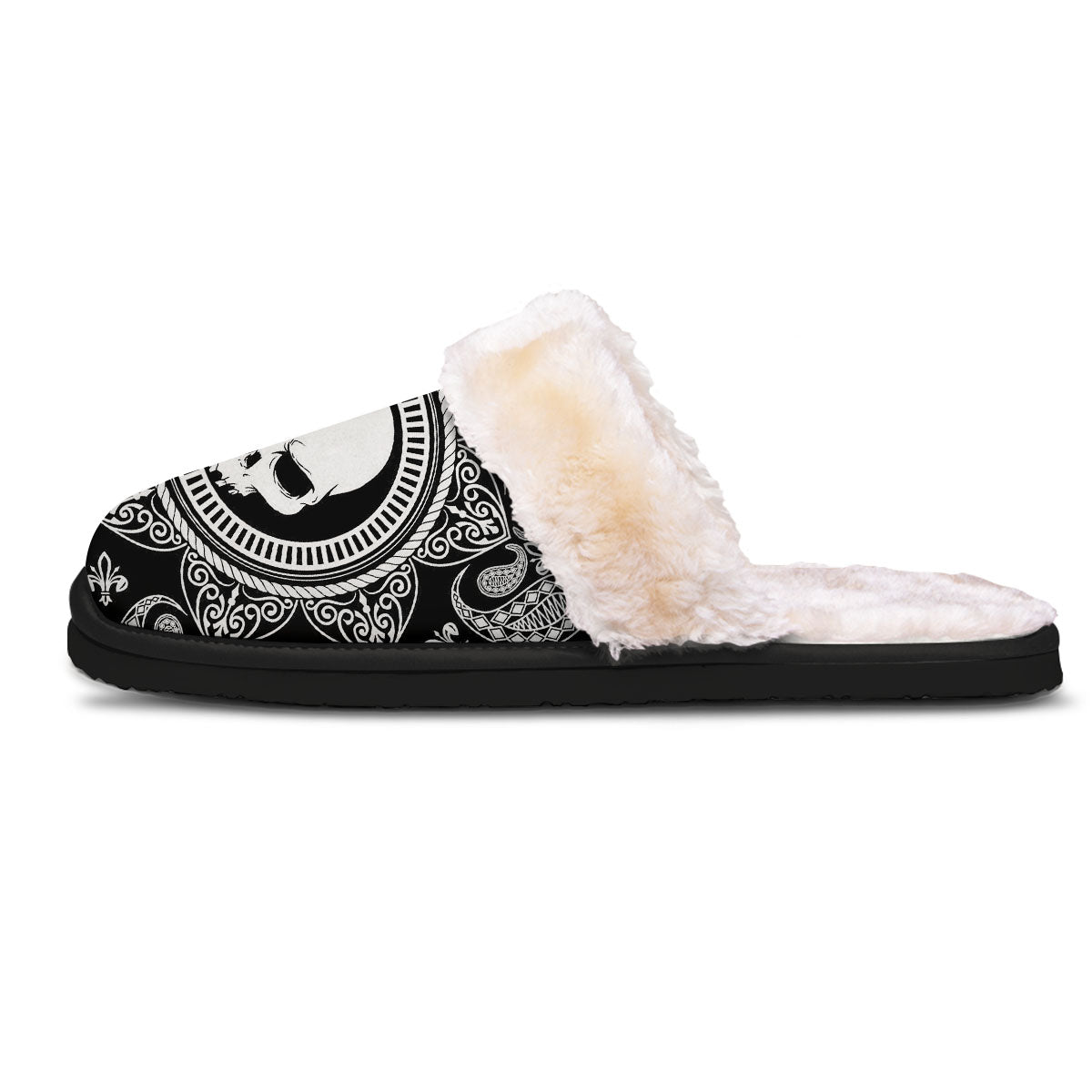 Black Skull Bandana Print Slippers-grizzshop