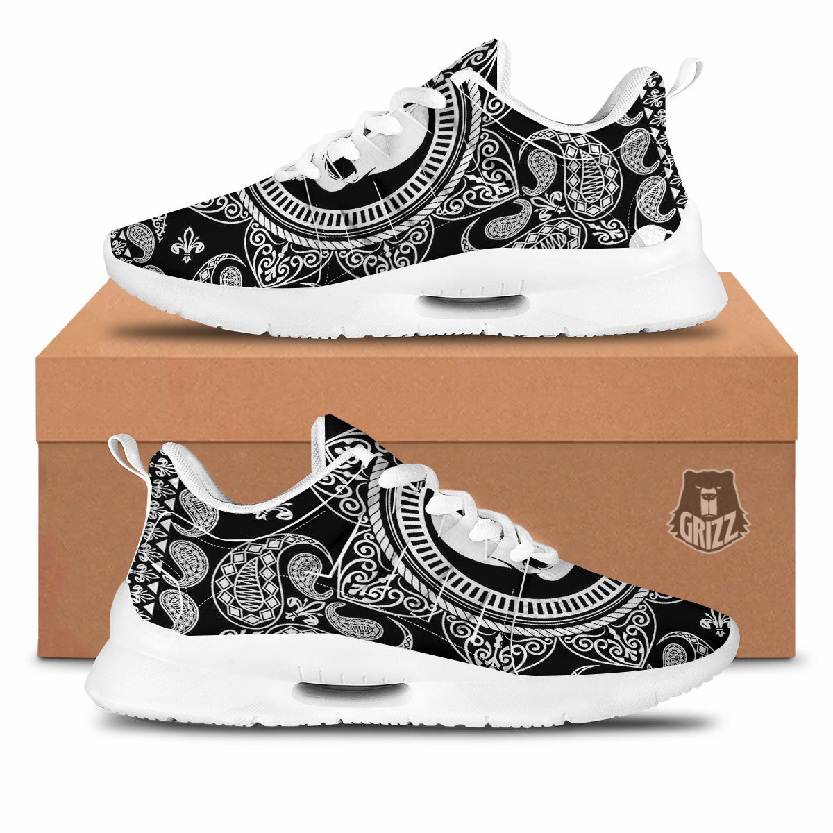 Black Skull Bandana Print Tennis Shoes-grizzshop