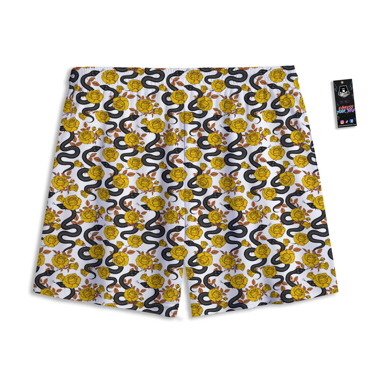 Check White And Grey Print Pattern Mesh Shorts