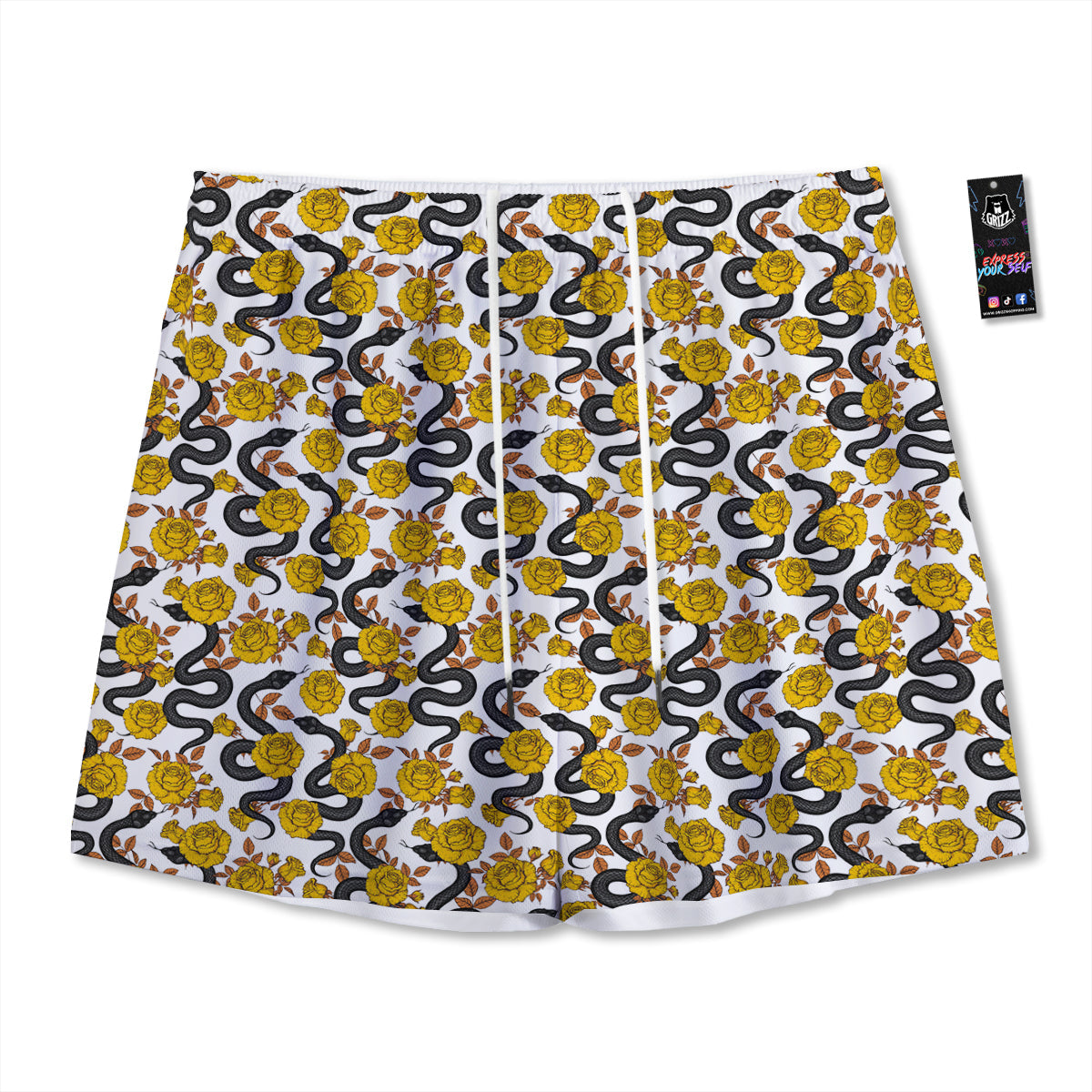 Check White And Grey Print Pattern Mesh Shorts