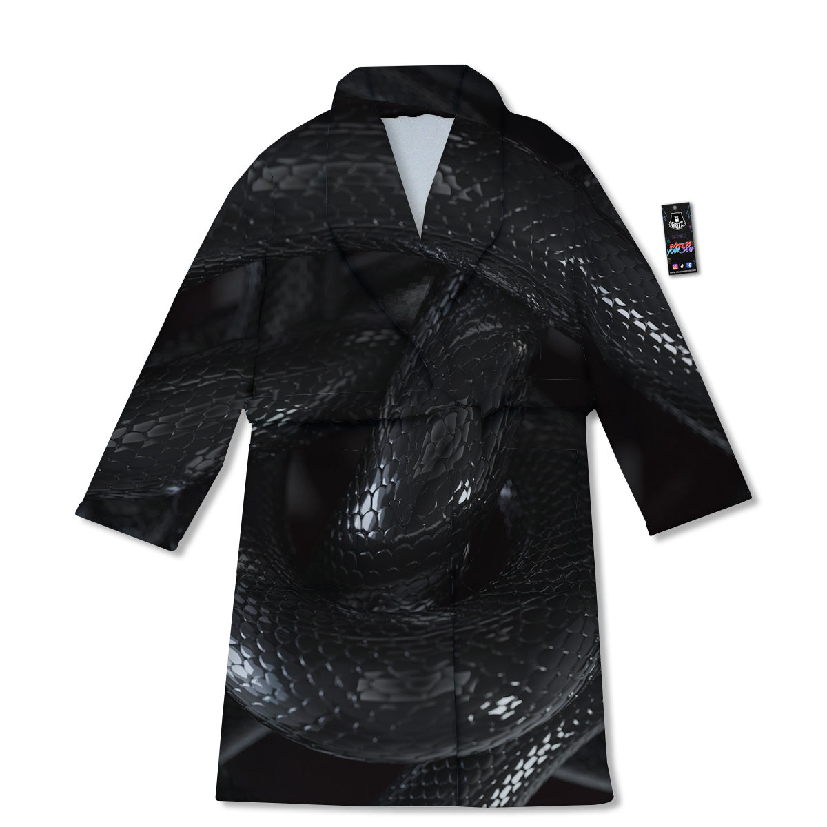 Black Snake Print Bathrobe-grizzshop